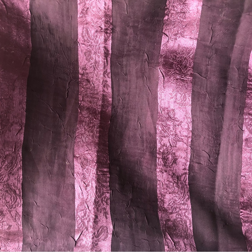 Crushed purple stripe rod-pocket curtain